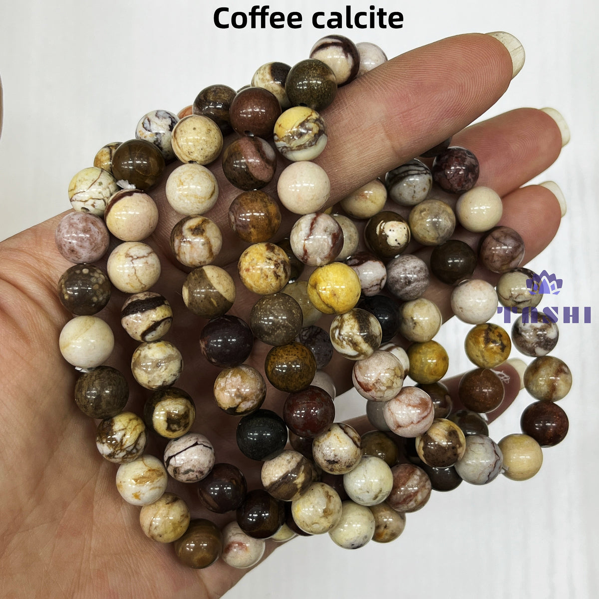 8mm Coffee Calcite Bracelets Round Beaded Bracelets Stretch Beads