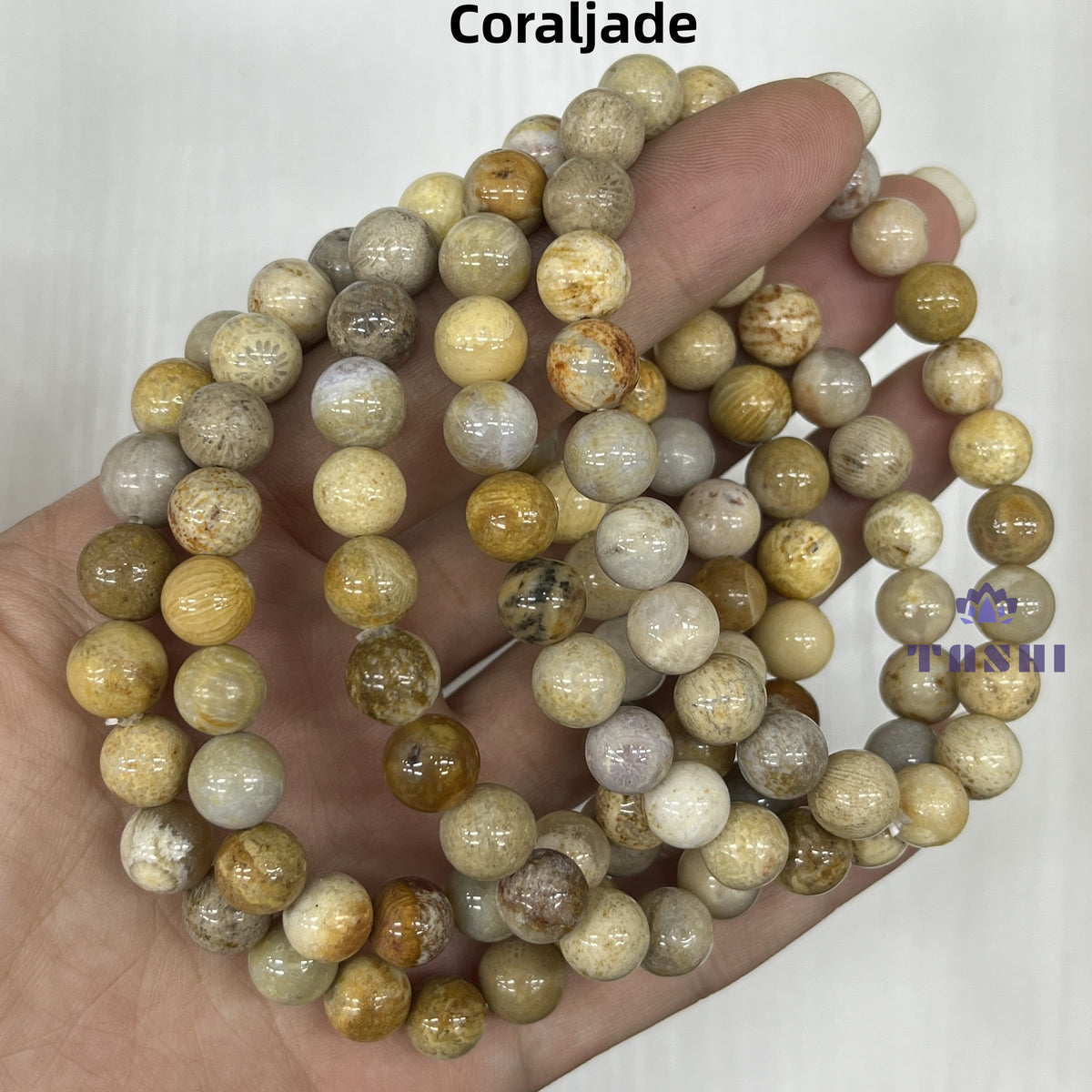 8mm Coral Jade Bracelets Round Beaded Bracelets Stretch Beads
