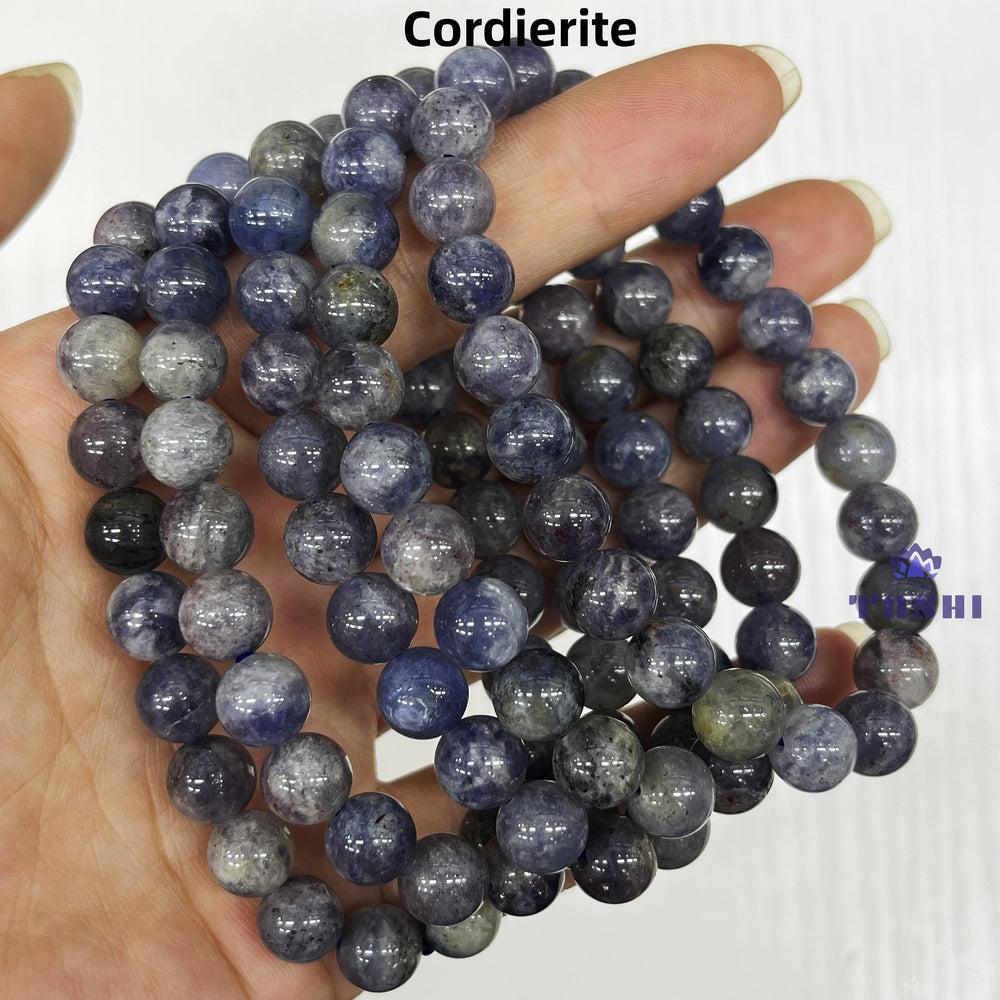 8mm Cordierite Bracelets Round Beaded Bracelets Stretch Beads