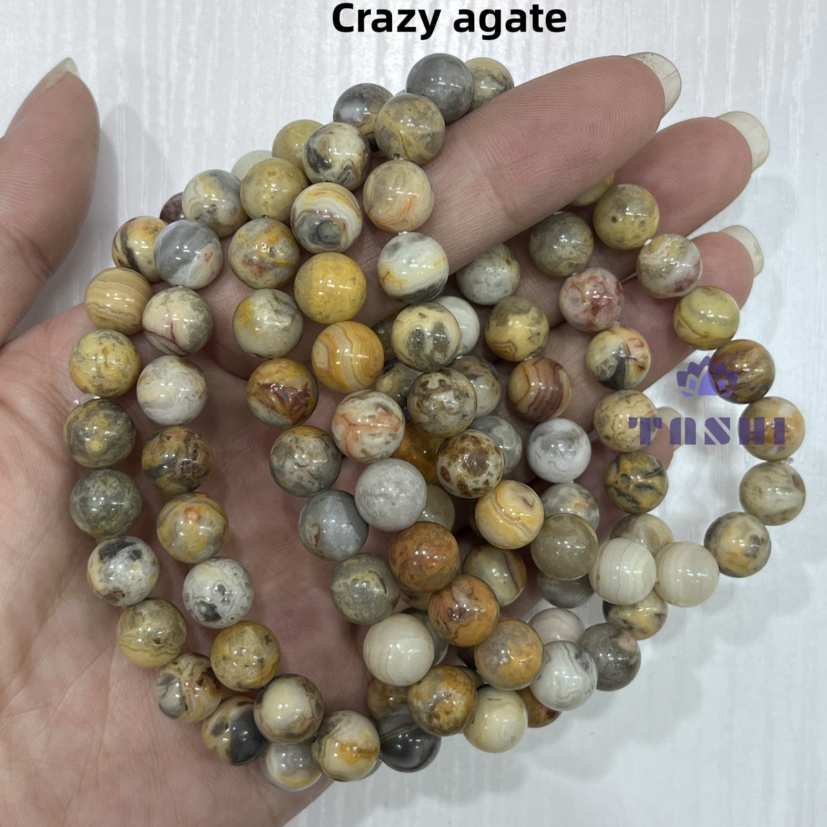 8mm Crazy Agate Bracelets Round Beaded Bracelets Stretch Beads