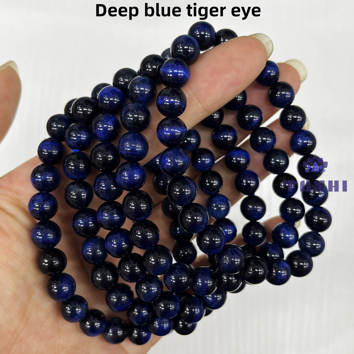 8mm Deep Blue Tiger Eye Bracelets Round Beaded Bracelets Stretch Beads