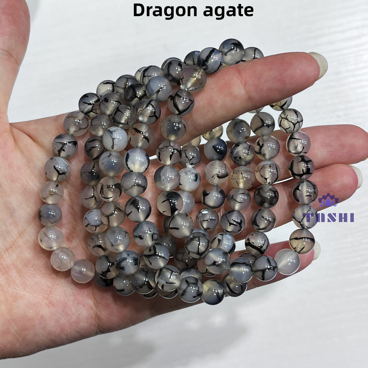 8mm Dragon Agate Bracelets Round Beaded Bracelets Stretch Beads