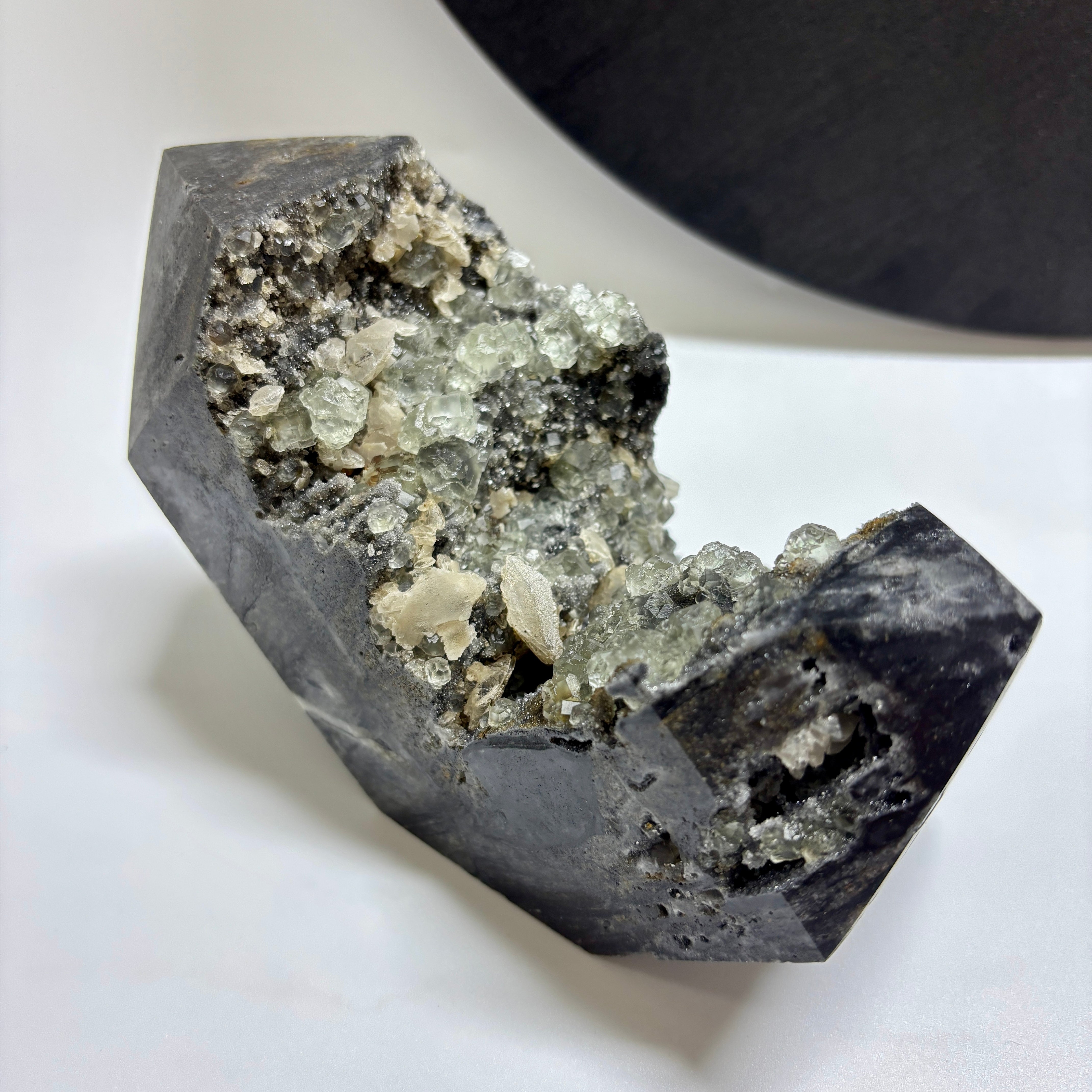 Natural UV Reactive Green Fluorite with Mangano Calcite on Sphalerite Specimen