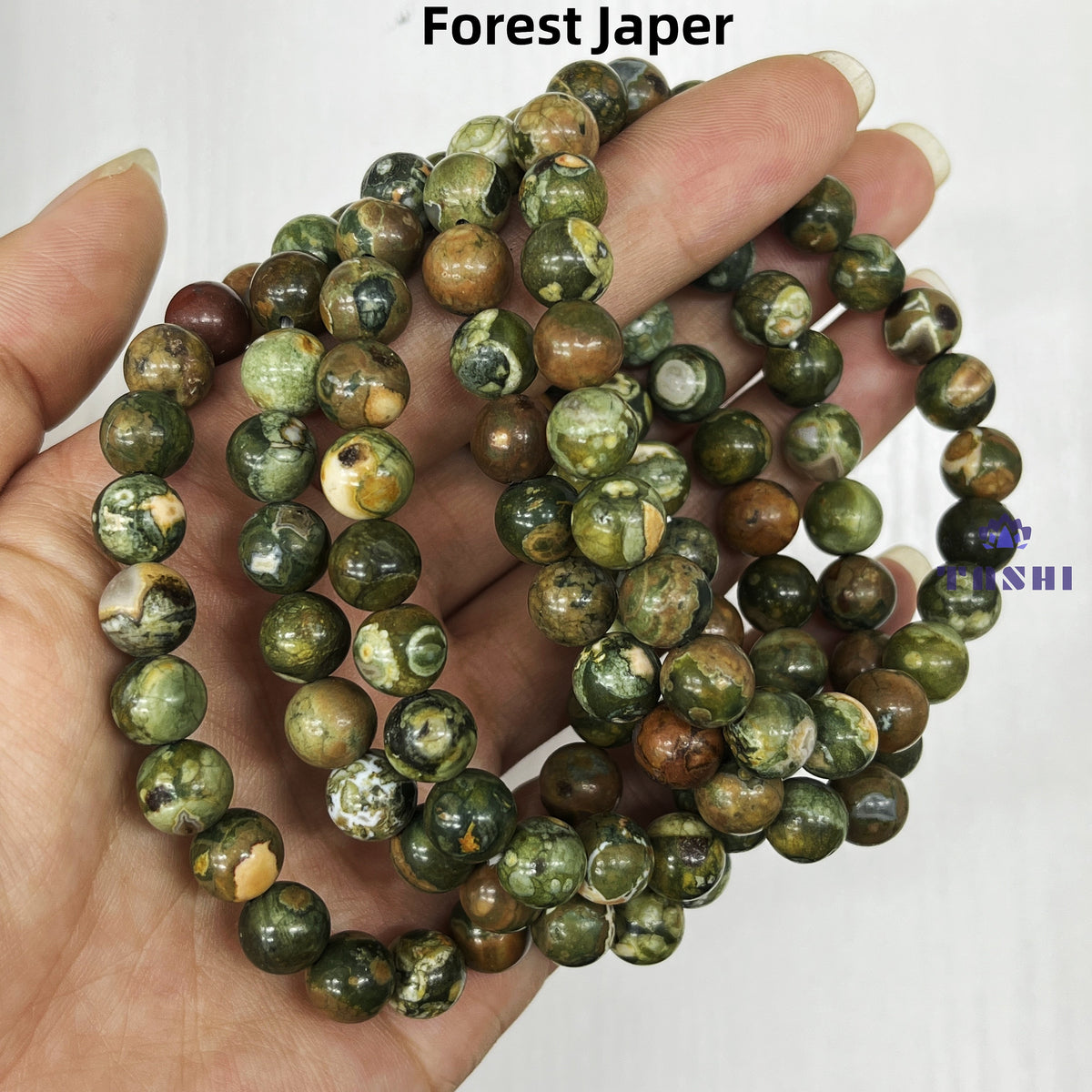 8mm Forest Jasper Bracelets Round Beaded Bracelets Stretch Beads