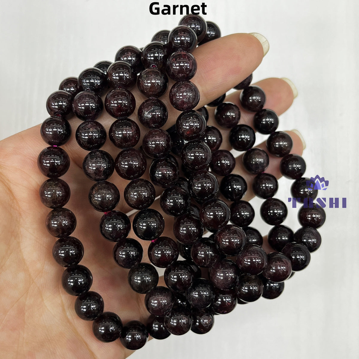 8mm Garnet Bracelets Round Beaded Bracelets Stretch Beads