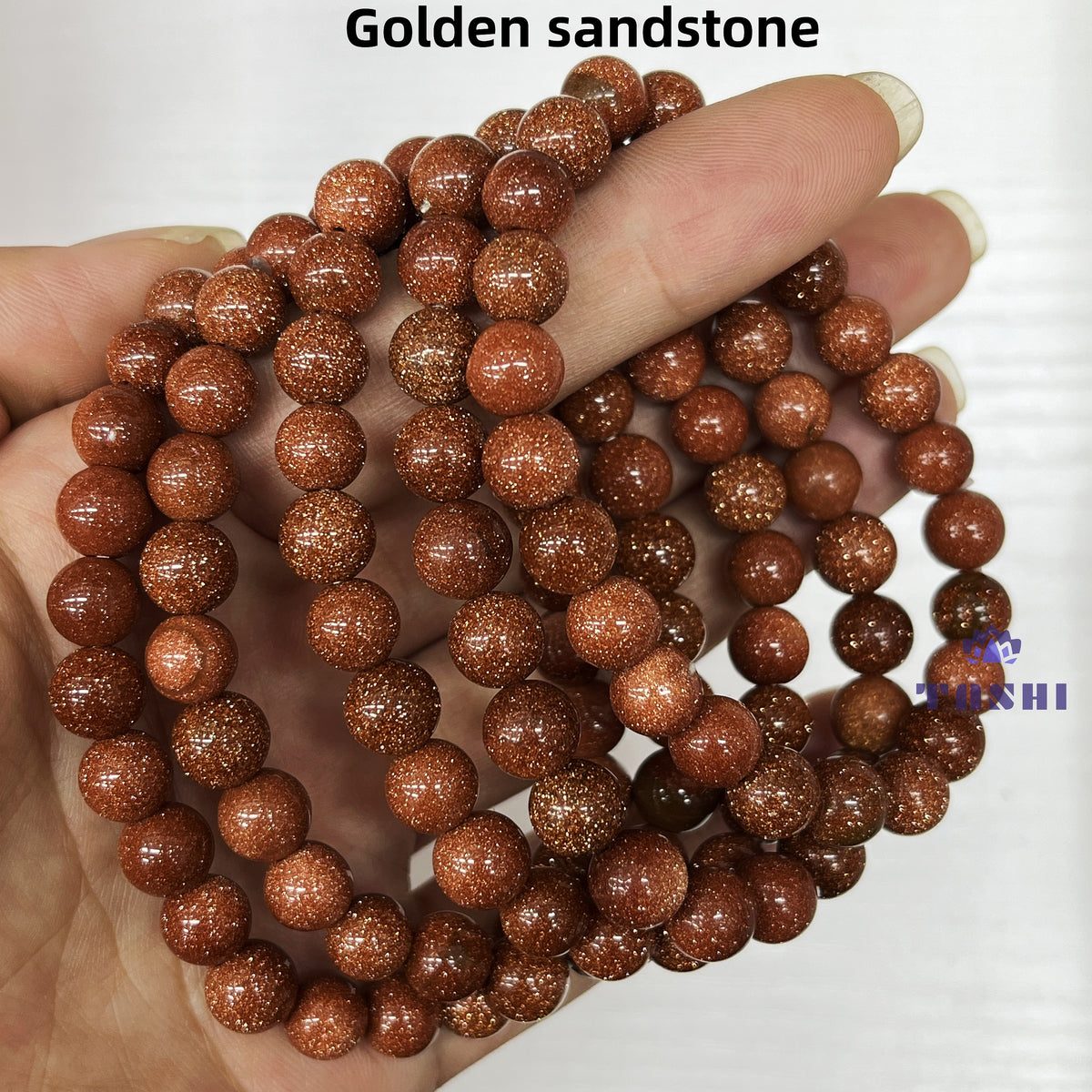 8mm Golden Sandstone Bracelets Round Beaded Bracelets Stretch Beads