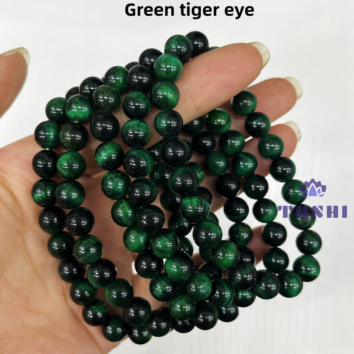 8mm Green Tiger Eye Bracelets Round Beaded Bracelets Stretch Beads