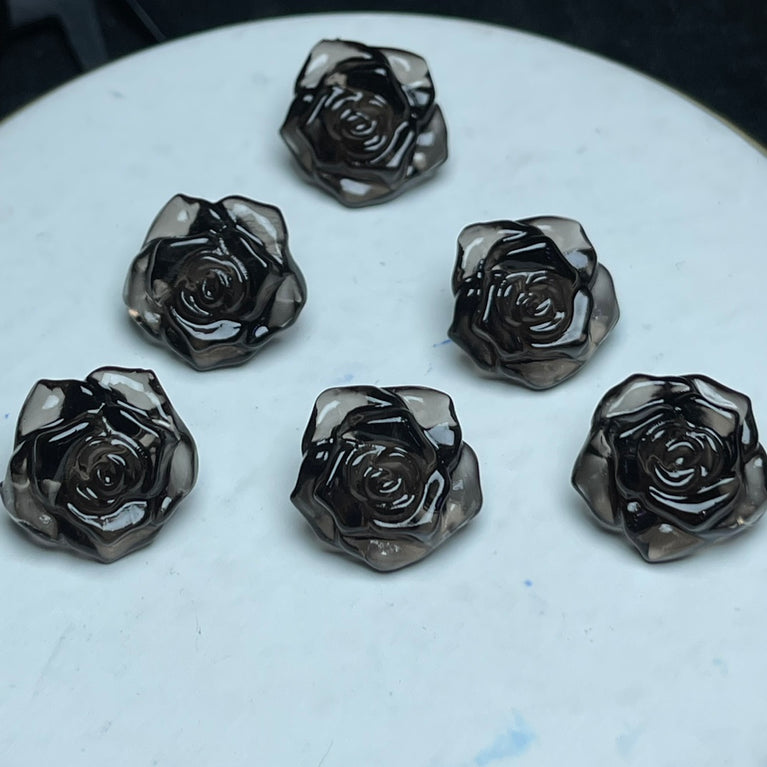 Natural Icy Obsidian Rose Flower Jewelry Charms Beads Pendants