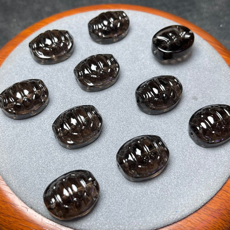 Natural Icy Obsidian Turtle Shell Jewelry Charms Beads Pendants