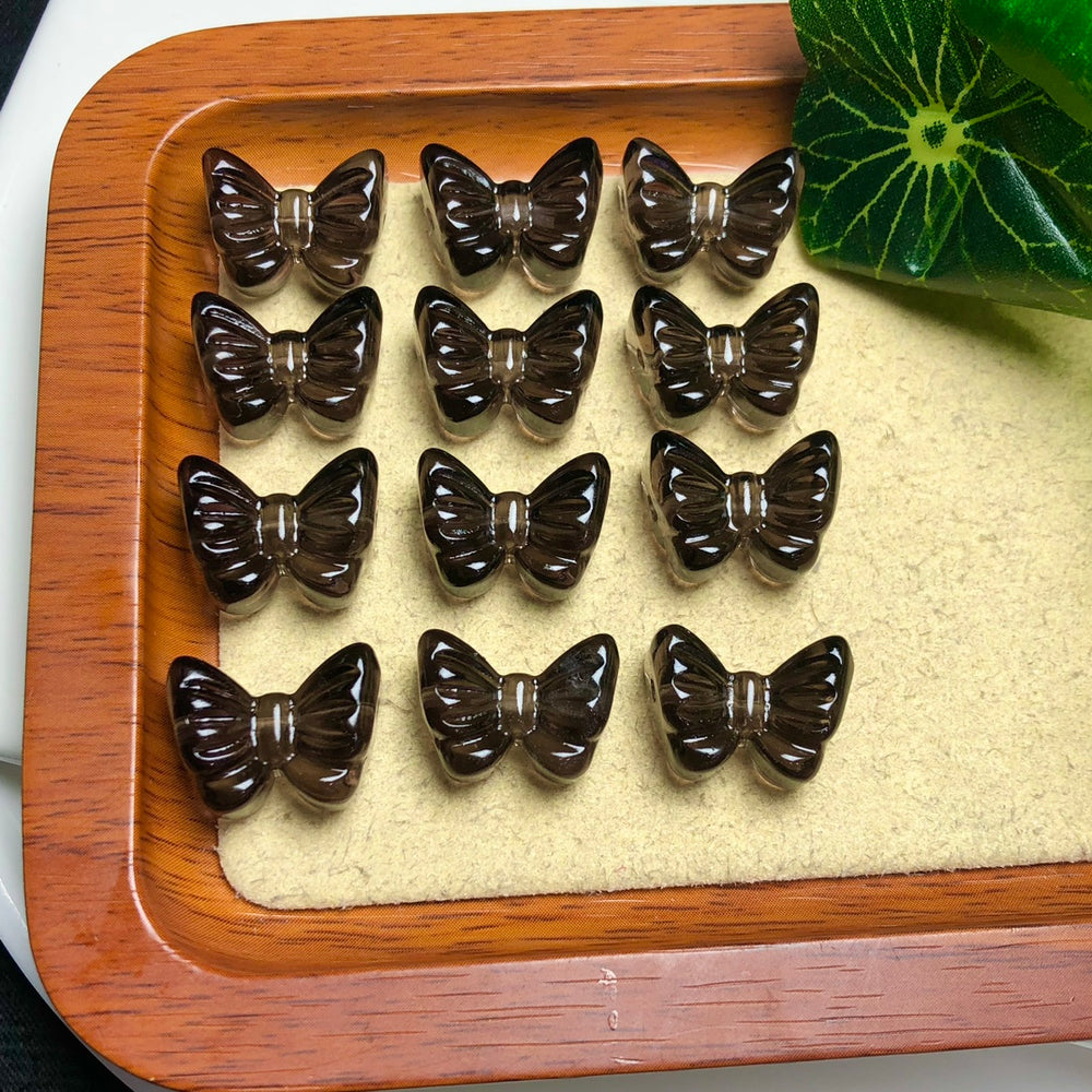 Natural Icy Obsidian Bow Jewelry Charms Beads Pendants