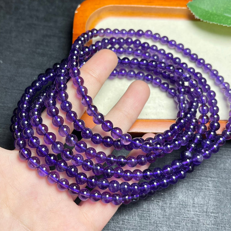 Natural High Quality Deep Amethyst 3-Twist Bracelets