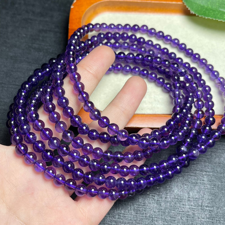 Natural High Quality Deep Amethyst 3-Twist Bracelets