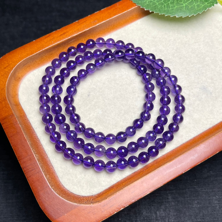 Natural High Quality Deep Amethyst 3-Twist Bracelets