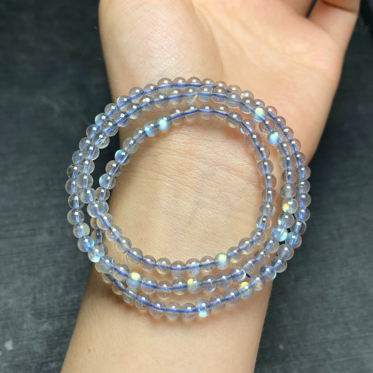 Natural High Quality Labradorite Grey Moonstone 3-Twist Bracelets