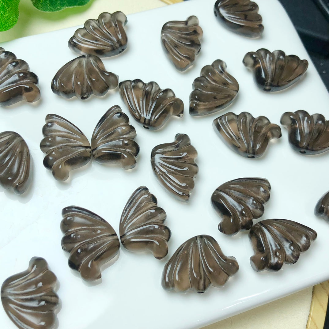 Natural Icy Obsidian Butterfly Wing Jewelry Charms Beads Pendants