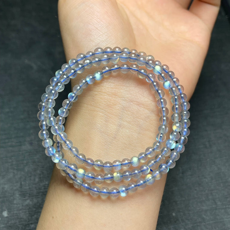 Natural High Quality Labradorite Grey Moonstone 3-Twist Bracelets