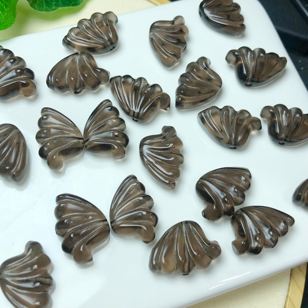 Natural Icy Obsidian Butterfly Wing Jewelry Charms Beads Pendants