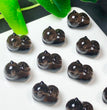 Natural Icy Obsidian Crouching Cat Jewelry Charms Beads Pendants