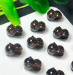 Natural Icy Obsidian Crouching Cat Jewelry Charms Beads Pendants