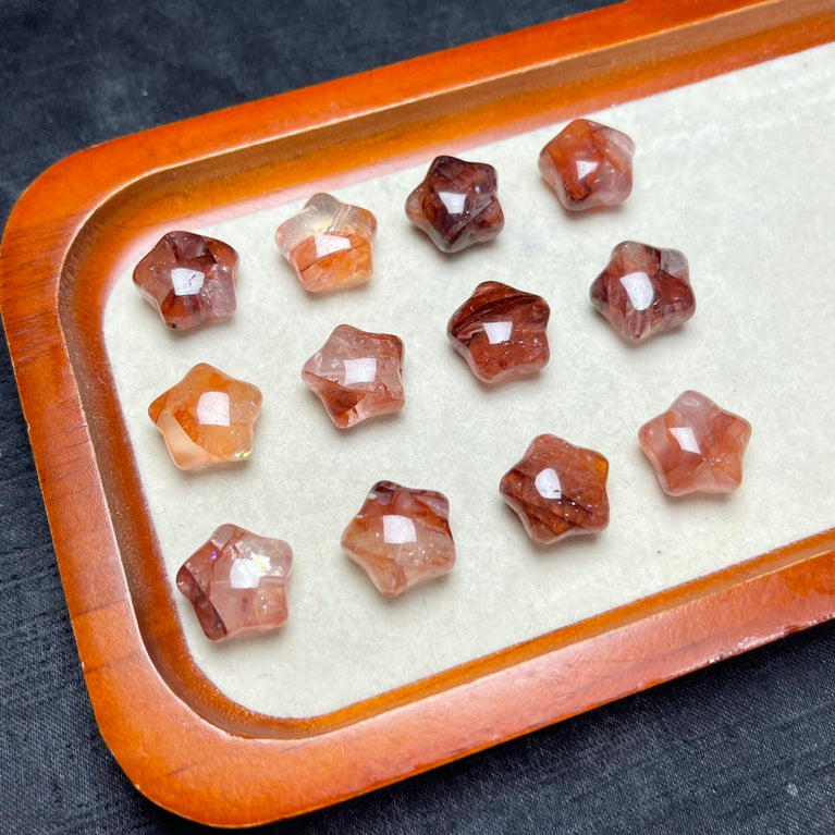 Natural Fire Quartz Mini Stars Drilled Beads Charm