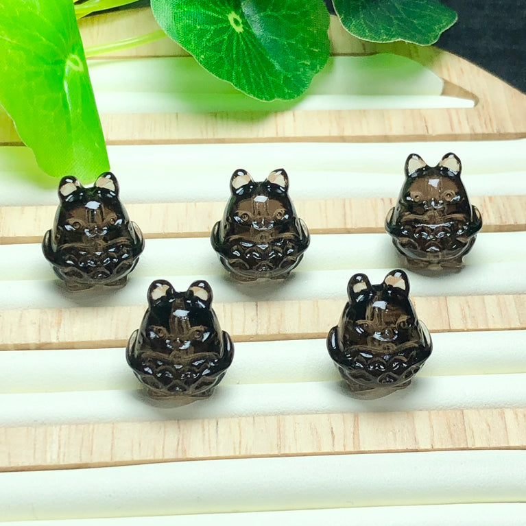 Natural Icy Obsidian Totoro Jewelry Charms Beads Pendants