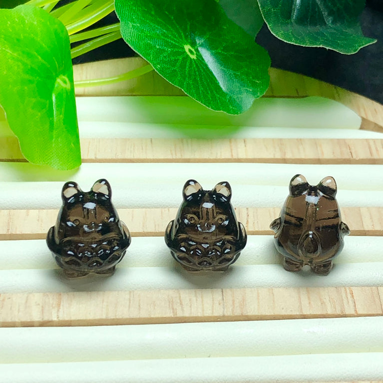 Natural Icy Obsidian Totoro Jewelry Charms Beads Pendants