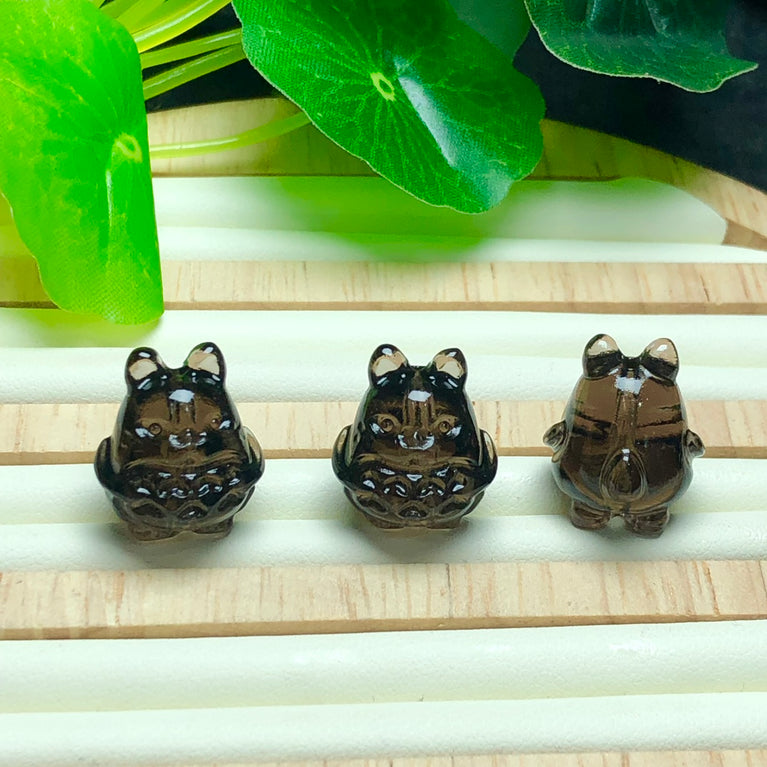 Natural Icy Obsidian Totoro Jewelry Charms Beads Pendants