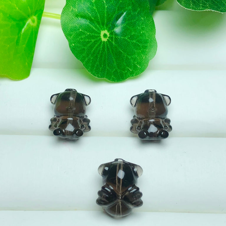 Natural Icy Obsidian Angel Wing Bear Jewelry Charms Beads Pendants