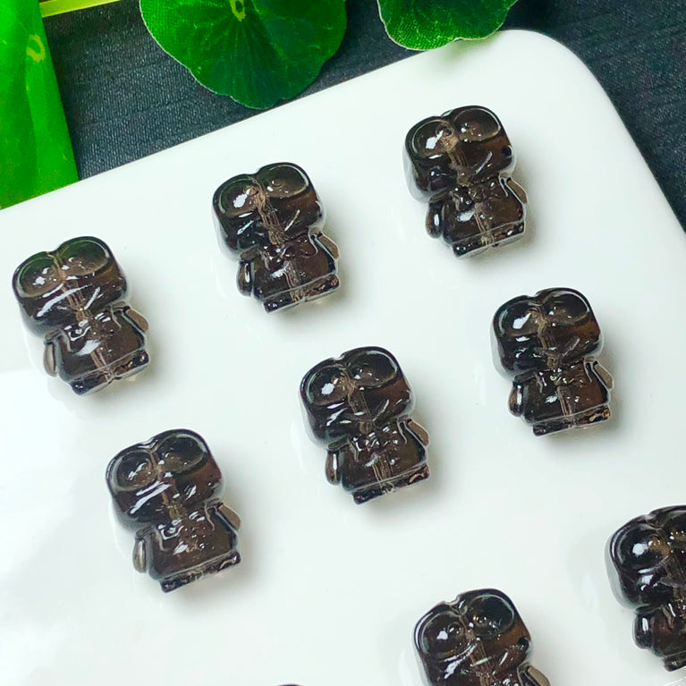 Natural Icy Obsidian Keroppi Sanrio Jewelry Charms Beads Pendants