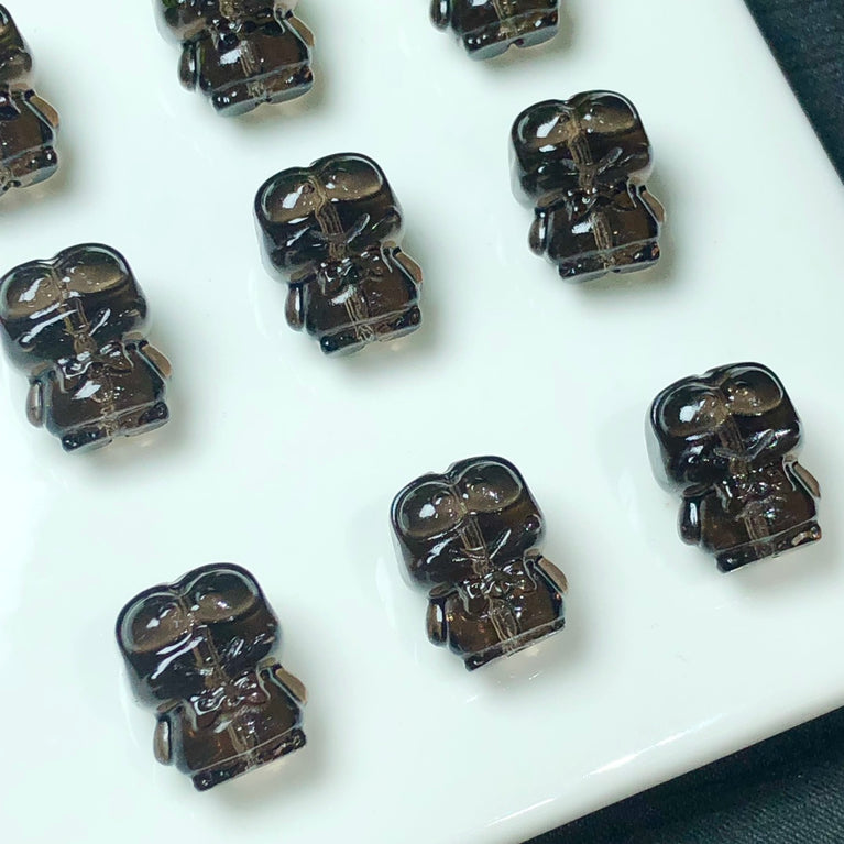 Natural Icy Obsidian Keroppi Sanrio Jewelry Charms Beads Pendants