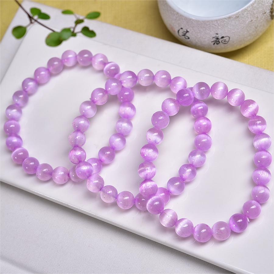 Pink Selenite Cat Eye Flash Bracelets