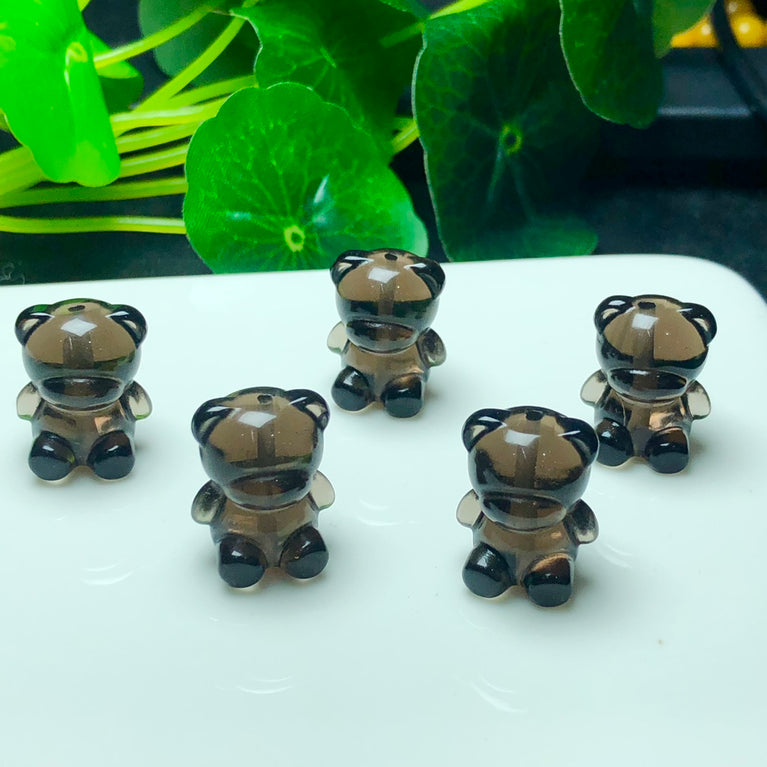 Natural Icy Obsidian Bear Jewelry Charms Beads Pendants