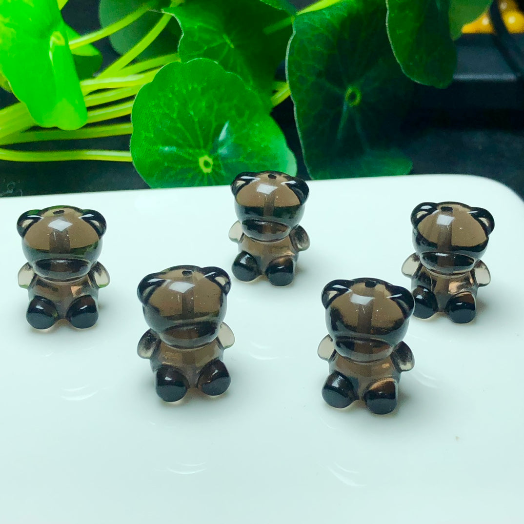 Natural Icy Obsidian Bear Jewelry Charms Beads Pendants
