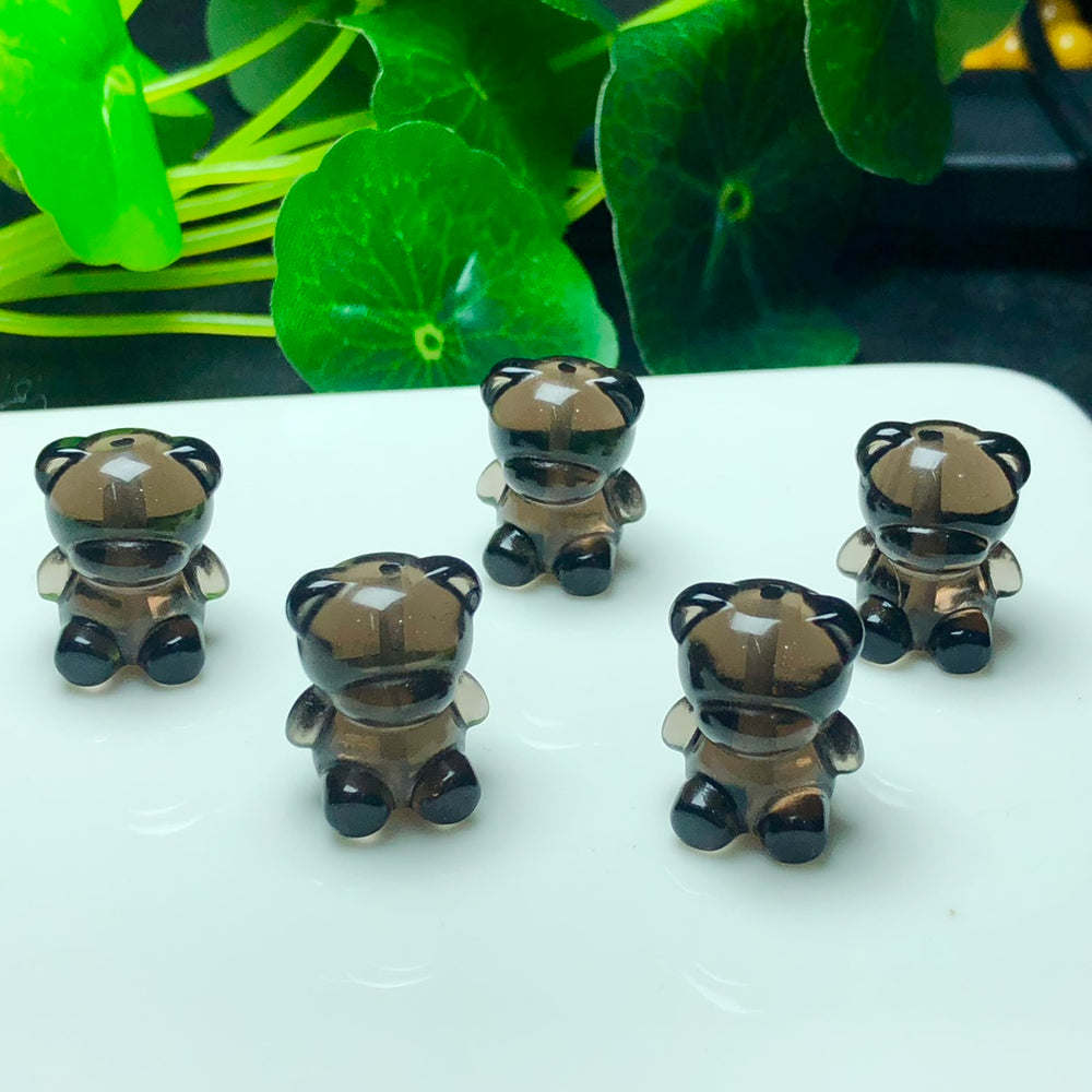 Natural Icy Obsidian Bear Jewelry Charms Beads Pendants