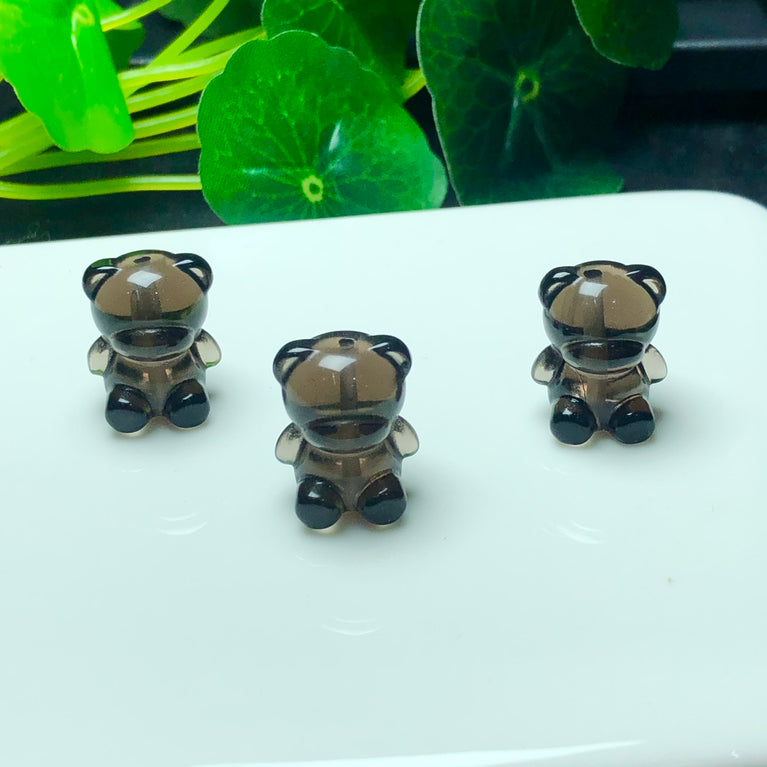 Natural Icy Obsidian Bear Jewelry Charms Beads Pendants