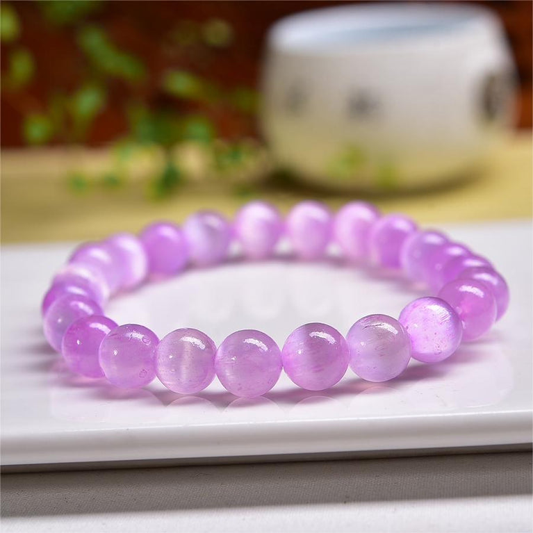 Pink Selenite Cat Eye Flash Bracelets