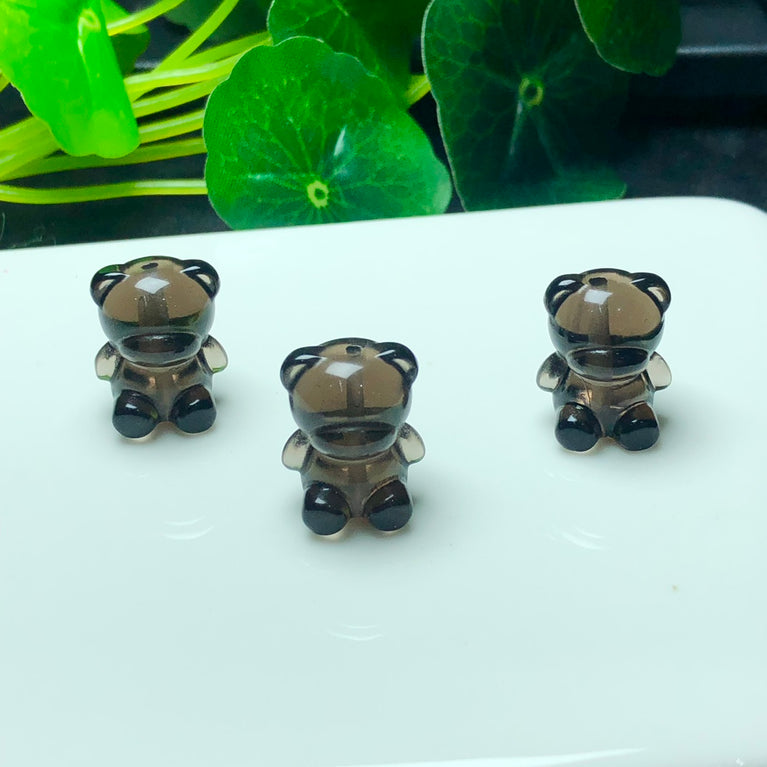 Natural Icy Obsidian Bear Jewelry Charms Beads Pendants