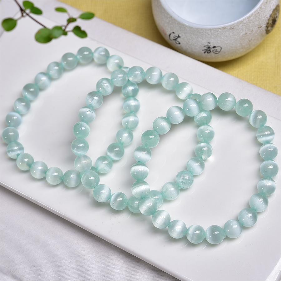 Green Selenite Strong Cat Eye Flash Bracelets