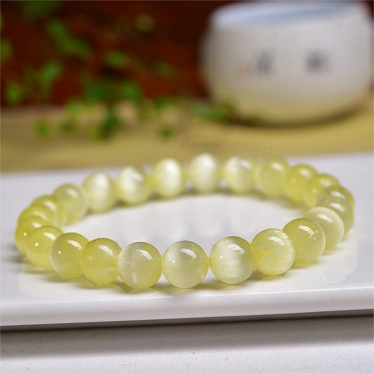 Yellow Selenite Strong Cat Eye Flash Bracelets