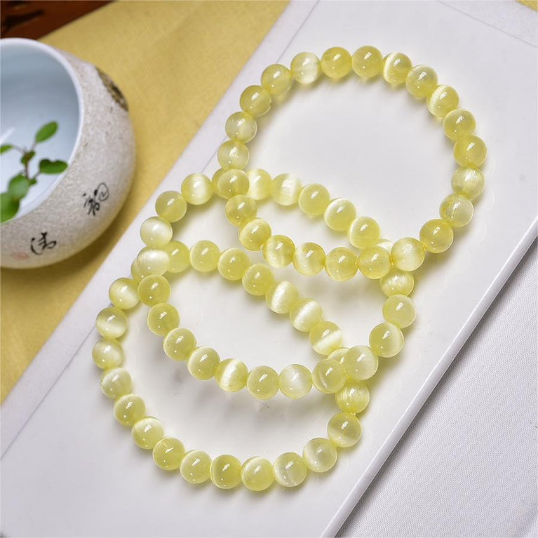 Yellow Selenite Strong Cat Eye Flash Bracelets