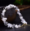 Natural Rainbow Moonstone with Faceted Clear Quartz Designed Bracelets