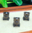 Natural Icy Obsidian Bear with Bowtie Jewelry Charms Beads Pendants