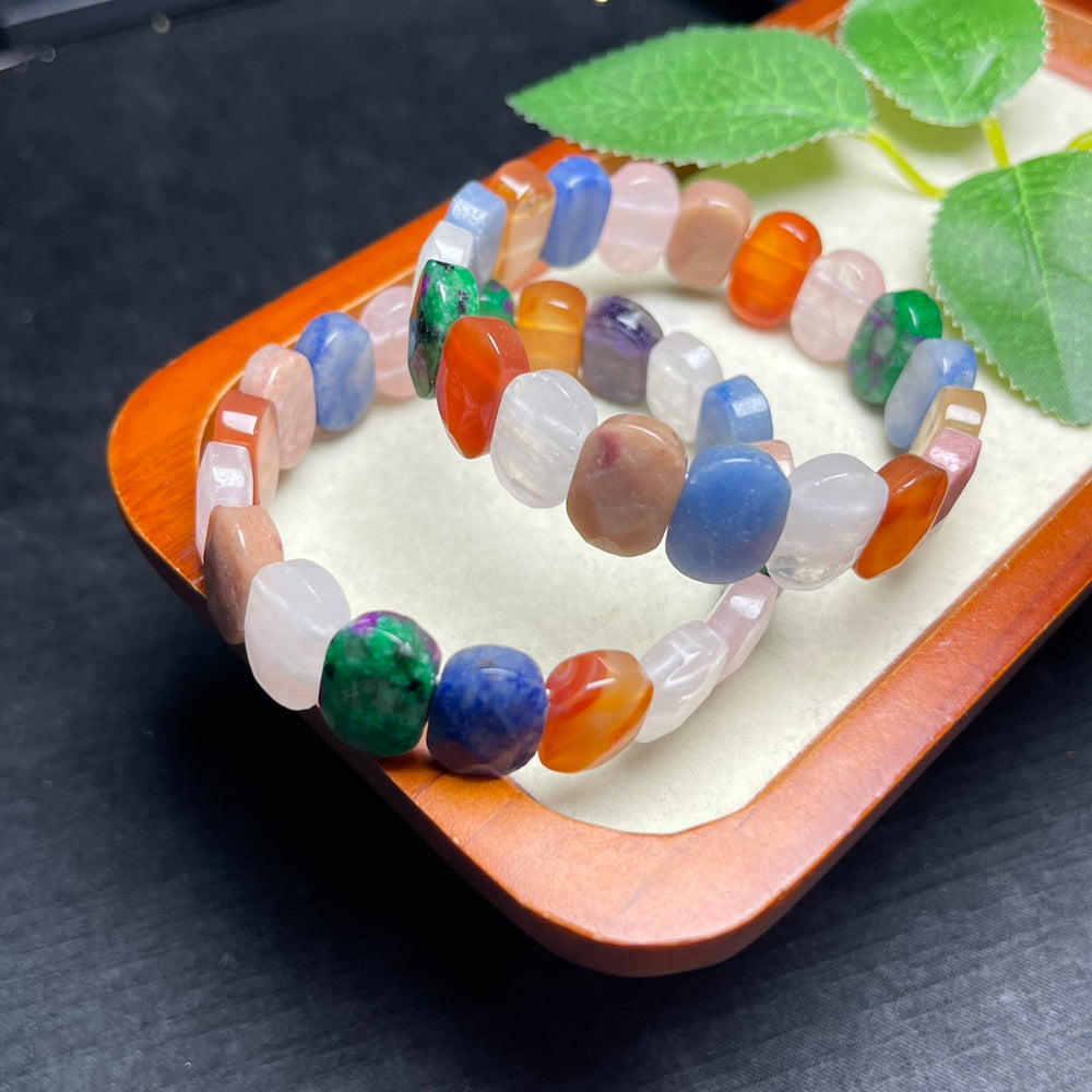 Mixed Crystal Stone Faceted Designed Bangle Bracelets