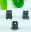 Natural Icy Obsidian Bear with Bowtie Jewelry Charms Beads Pendants