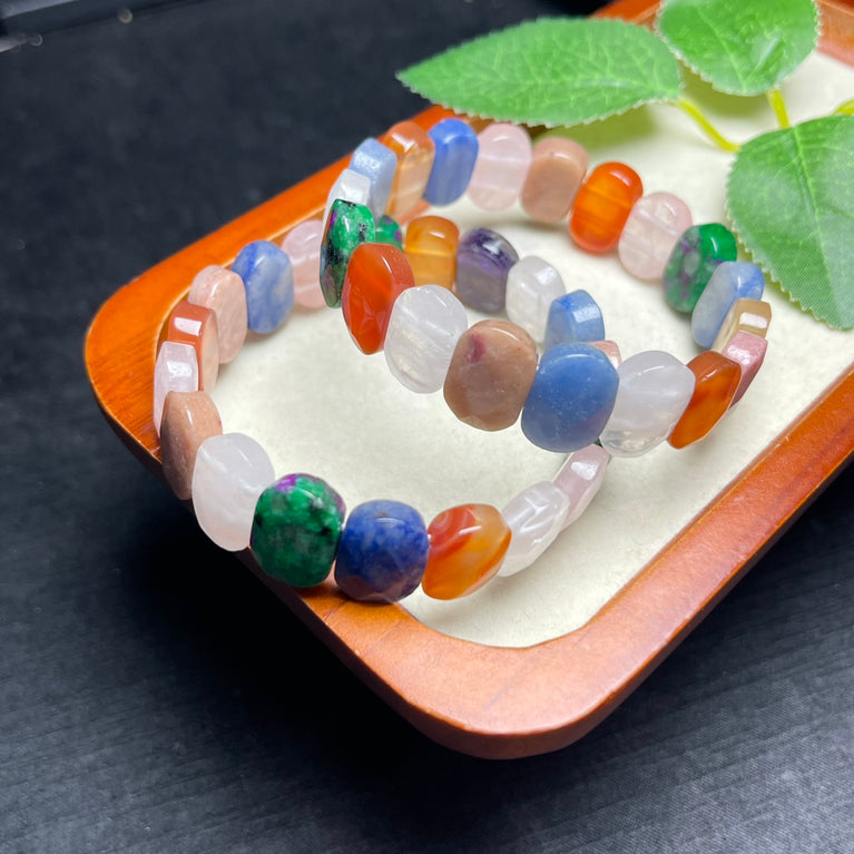 Mixed Crystal Stone Faceted Designed Bangle Bracelets