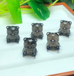 Natural Icy Obsidian Bear with Bowtie Jewelry Charms Beads Pendants