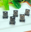 Natural Icy Obsidian Bear with Bowtie Jewelry Charms Beads Pendants