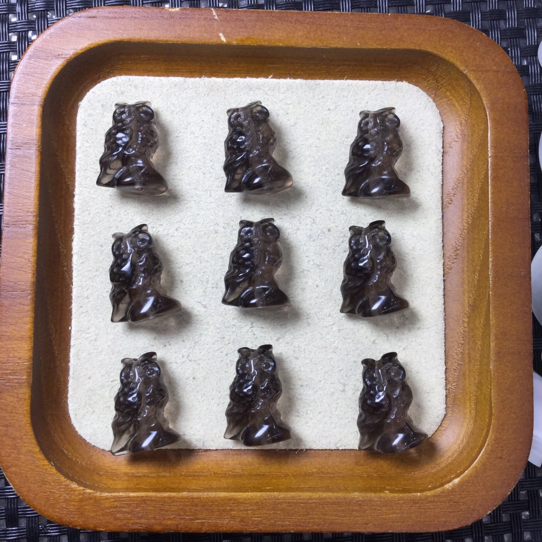 Natural Icy Obsidian Owl Jewelry Charms Beads Pendants