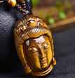 Natural High Quality South African Yellow Tiger Eye Guanyin Kwan Yin Necklace