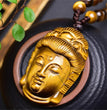 Natural High Quality South African Yellow Tiger Eye Guanyin Kwan Yin Necklace